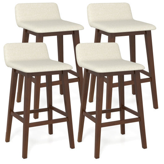 29 Inch Low-Back High-Top Chairs with Padded Seat and Rubber Wood Legs-White LuxuryLifeWay Online Store