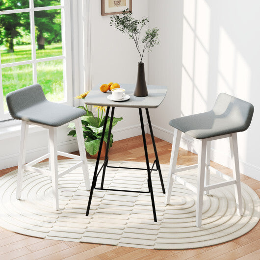 29 Inch Low-Back High-Top Chairs with Padded Seat and Rubber Wood Legs-White LuxuryLifeWay Online Store