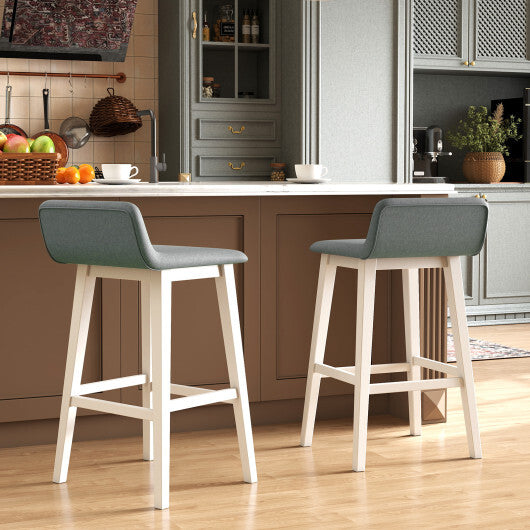 29 Inch Low-Back High-Top Chairs with Padded Seat and Rubber Wood Legs-White LuxuryLifeWay Online Store