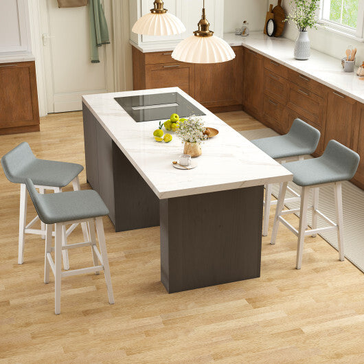 29 Inch Low-Back High-Top Chairs with Padded Seat and Rubber Wood Legs-White LuxuryLifeWay Online Store