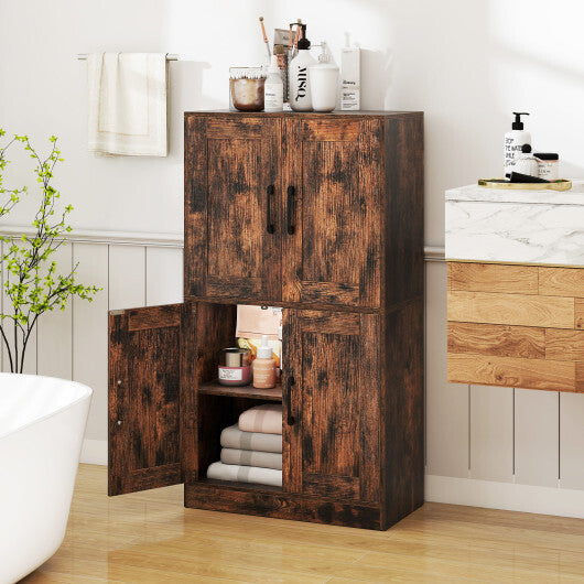 Bathroom Cabinet 43.5 inch Storage Cabinet with Doors and Adjustable Shelves-Rustic Brown
