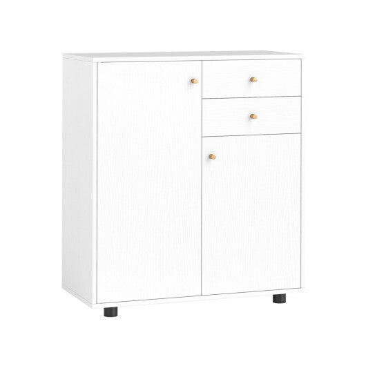 Kitchen Sideboard Buffet Cabinet Coffee Bar Cabinet with 2 Drawers 2 Doors and 3 Adjustable Shelves-White LuxuryLifeWay Online Store