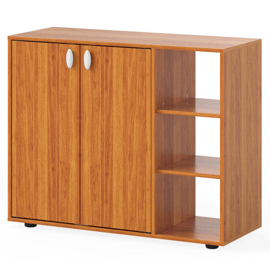 3-Tier Shoe Cabinet with Doors with Adjustable Open Shelves for Entryway-Natural LuxuryLifeWay Online Store