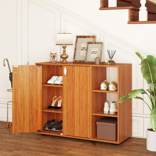 3-Tier Shoe Cabinet with Doors with Adjustable Open Shelves for Entryway-Natural LuxuryLifeWay Online Store