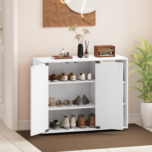3-Tier Shoe Cabinet with Doors with Adjustable Open Shelves for Entryway-Natural LuxuryLifeWay Online Store