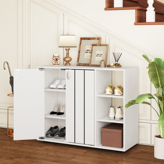 3-Tier Shoe Cabinet with Doors with Adjustable Open Shelves for Entryway-Natural LuxuryLifeWay Online Store