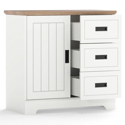 Farmhouse Sideboard Buffet Cabinet Kitchen Pantry with Sliding Doors-White LuxuryLifeWay Online Store