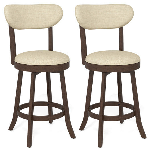 25.5 Inch Counter Height Chairs Set of 2 with Padded Seat and Backrest-Brown LuxuryLifeWay Online Store