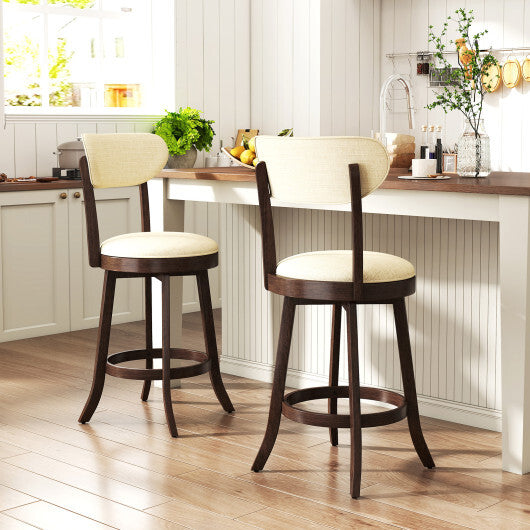 25.5 Inch Counter Height Chairs Set of 2 with Padded Seat and Backrest-Brown LuxuryLifeWay Online Store