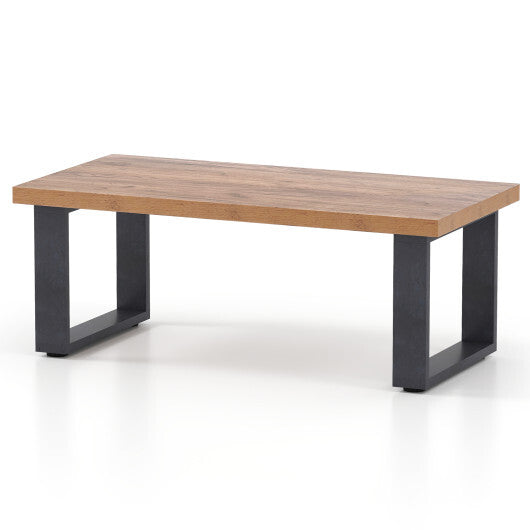 47 inch Farmhouse Style Rustic Coffee Table with Thickened Tabletop and Natural Wood Texture-Oak LuxuryLifeWay Online Store