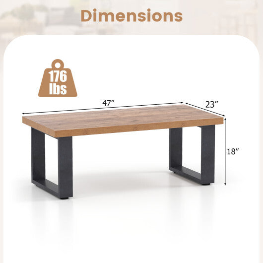 47 inch Farmhouse Style Rustic Coffee Table with Thickened Tabletop and Natural Wood Texture-Oak LuxuryLifeWay Online Store