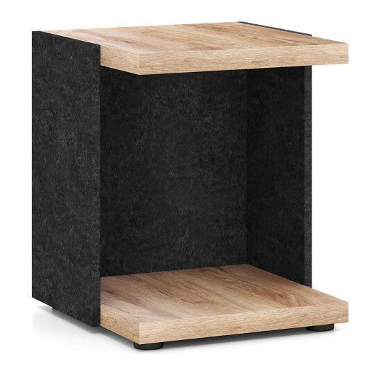 End Table 2-Tier Sofa Side Table with Open Storage Shelf-Oak LuxuryLifeWay Online Store