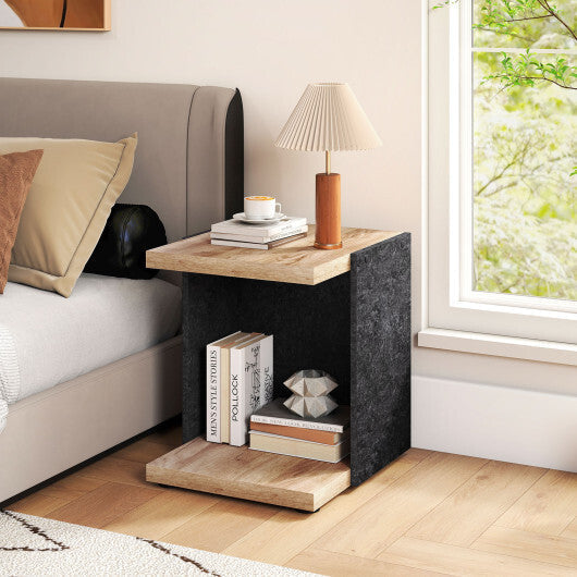 End Table 2-Tier Sofa Side Table with Open Storage Shelf-Oak LuxuryLifeWay Online Store