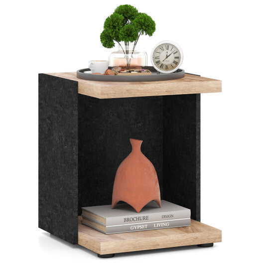 End Table 2-Tier Sofa Side Table with Open Storage Shelf-Oak LuxuryLifeWay Online Store
