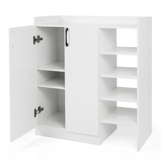 Shoe Cabinet with 2 Doors Shoe Storage Organizer with 2 Adjustable Inner Shelves-White LuxuryLifeWay Online Store