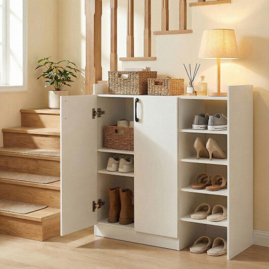 Shoe Cabinet with 2 Doors Shoe Storage Organizer with 2 Adjustable Inner Shelves-White LuxuryLifeWay Online Store
