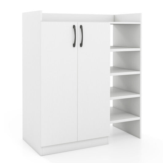 Shoe Cabinet with 2 Doors Shoe Storage Organizer with 2 Adjustable Inner Shelves-White LuxuryLifeWay Online Store