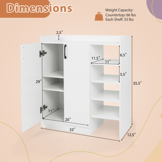 Shoe Cabinet with 2 Doors Shoe Storage Organizer with 2 Adjustable Inner Shelves-White LuxuryLifeWay Online Store