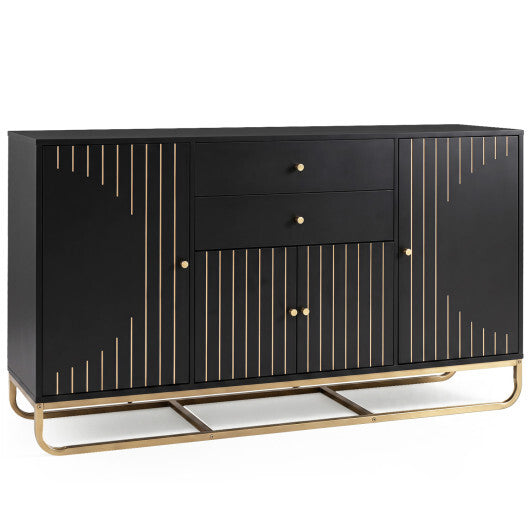 Modern Buffet Sideboard Cabinet w/ 2 Drawers & Adjustable Shelves for Dining Room-White LuxuryLifeWay Online Store