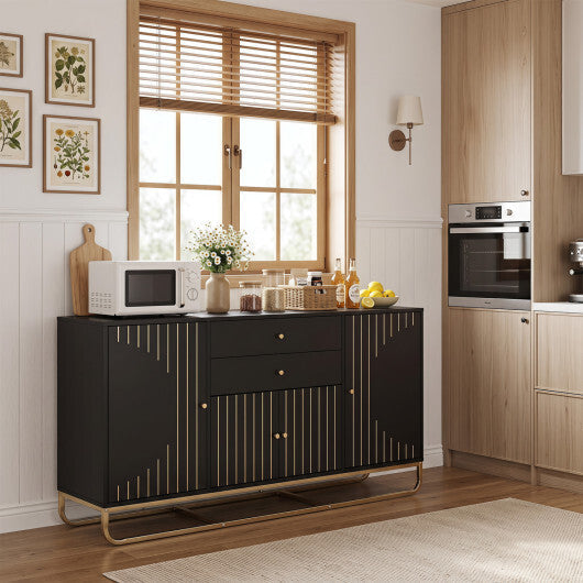 Modern Buffet Sideboard Cabinet w/ 2 Drawers & Adjustable Shelves for Dining Room-White LuxuryLifeWay Online Store