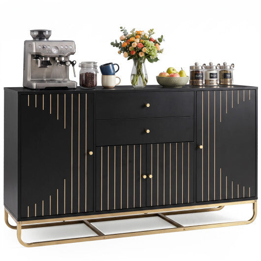 Modern Buffet Sideboard Cabinet w/ 2 Drawers & Adjustable Shelves for Dining Room-White LuxuryLifeWay Online Store