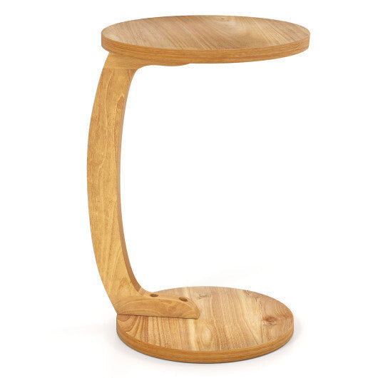 24 Inch Round C-shaped Side Table with Thickened Top and Sturdy Base LuxuryLifeWay Online Store
