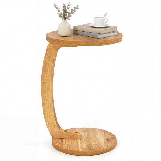 24 Inch Round C-shaped Side Table with Thickened Top and Sturdy Base LuxuryLifeWay Online Store