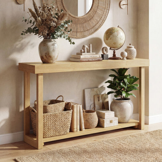 46 Inch Solid Wood Console Table 2-Tier Narrow Farmhouse Sofa Table LuxuryLifeWay Online Store