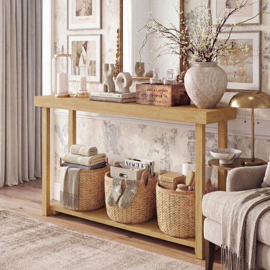 46 Inch Solid Wood Console Table 2-Tier Narrow Farmhouse Sofa Table LuxuryLifeWay Online Store