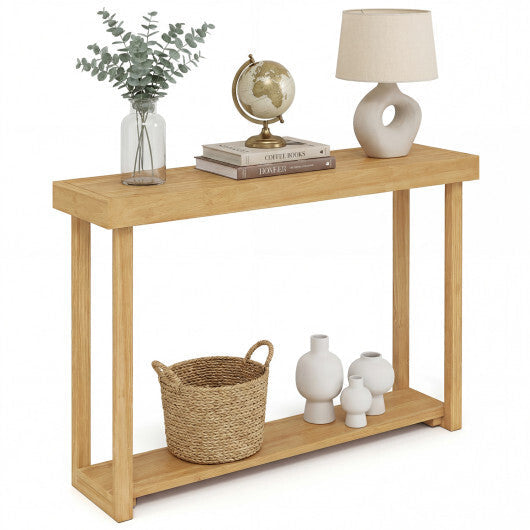 46 Inch Solid Wood Console Table 2-Tier Narrow Farmhouse Sofa Table LuxuryLifeWay Online Store