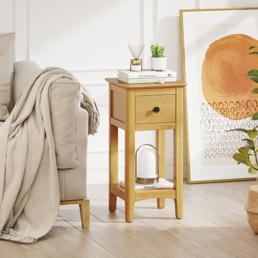 3-Tier Nightstand with Drawer and Open Storage Shelf-White LuxuryLifeWay Online Store