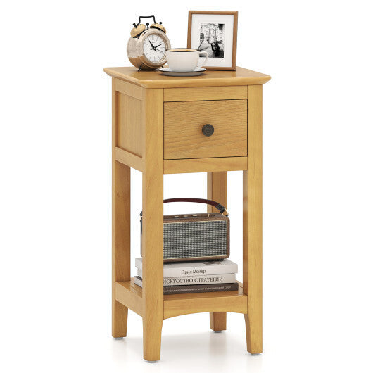 3-Tier Nightstand with Drawer and Open Storage Shelf-White LuxuryLifeWay Online Store