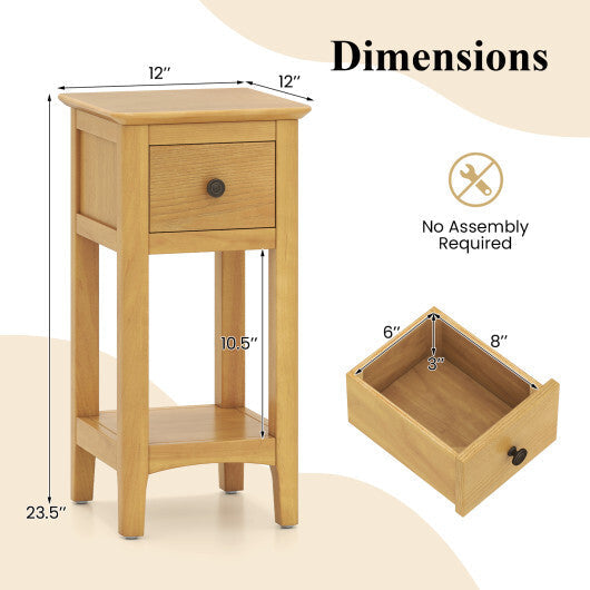 3-Tier Nightstand with Drawer and Open Storage Shelf-White LuxuryLifeWay Online Store