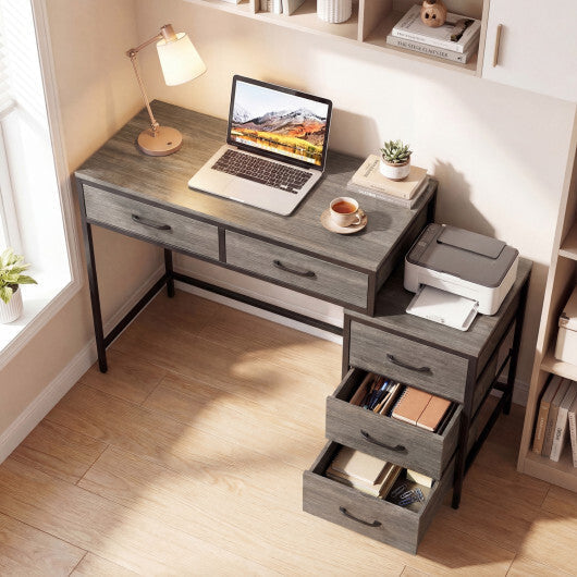 Computer Desk with 5 Drawers and Printer Stand for Bedroom and Small Spaces-Rustic Brown LuxuryLifeWay Online Store