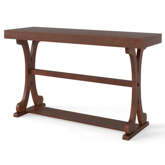 Narrow Console Table Vintage 52 Inch Long with Open Storage Shelf-Walnut LuxuryLifeWay Online Store