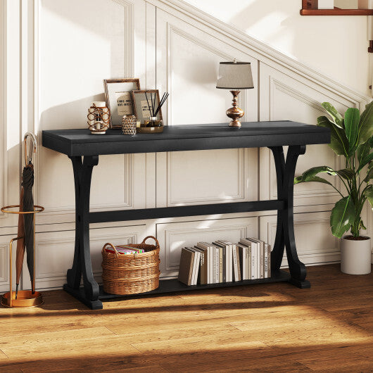 Narrow Console Table Vintage 52 Inch Long with Open Storage Shelf-Walnut LuxuryLifeWay Online Store