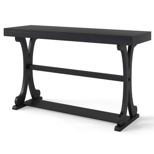 Narrow Console Table Vintage 52 Inch Long with Open Storage Shelf-Walnut LuxuryLifeWay Online Store