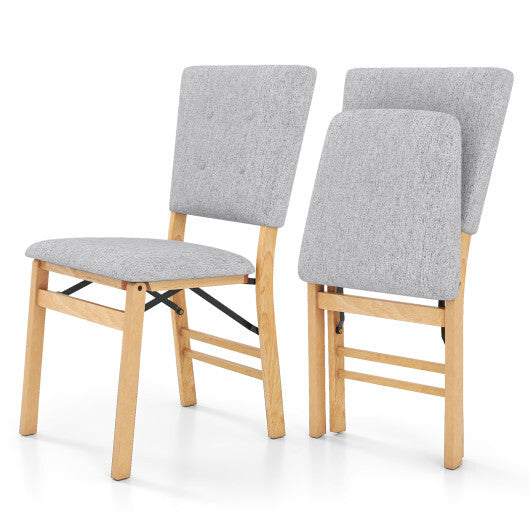 Foldable Dining Chair Set of 2 Armless Kitchen Chair with Padded Seat and Tilt Backrest-Beige LuxuryLifeWay Online Store