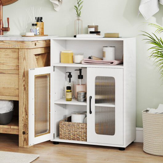 Bathroom Cabinet Freestanding Cabinet with 2 Doors and 3-Level Adjustable Shelf-White LuxuryLifeWay Online Store