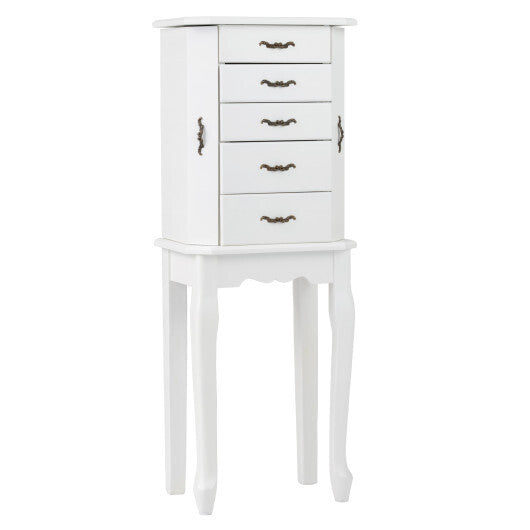 Standing Jewelry Box with 4 Drawers and 2 Side Doors-Black