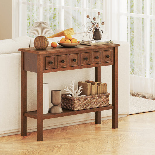 38 Inch Rustic Console Table with 2 Drawers and Bottom Open Shelf-Espresso LuxuryLifeWay Online Store