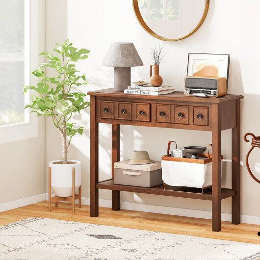 38 Inch Rustic Console Table with 2 Drawers and Bottom Open Shelf-Espresso LuxuryLifeWay Online Store