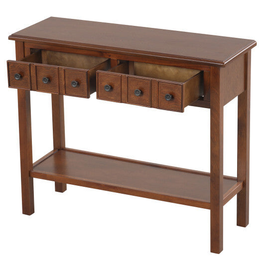 38 Inch Rustic Console Table with 2 Drawers and Bottom Open Shelf-Espresso LuxuryLifeWay Online Store
