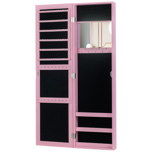 Full Length Mirror Jewelry Cabinet with Ring Slots and Necklace Hooks-Rustic Brown LuxuryLifeWay Online Store