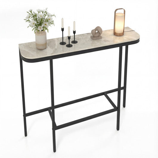 Console Table 44-Inch Entryway Table with Faux Marble Tabletop and Heavy-Duty Metal Frame-Gray LuxuryLifeWay Online Store