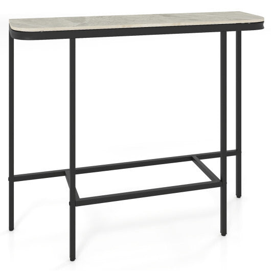 Console Table 44-Inch Entryway Table with Faux Marble Tabletop and Heavy-Duty Metal Frame-Gray LuxuryLifeWay Online Store