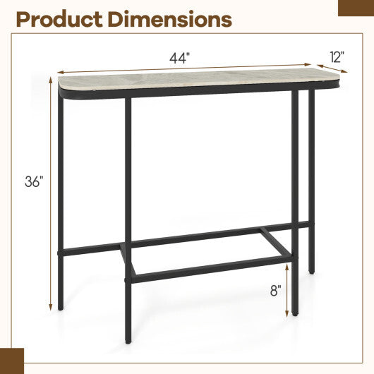 Console Table 44-Inch Entryway Table with Faux Marble Tabletop and Heavy-Duty Metal Frame-Gray LuxuryLifeWay Online Store