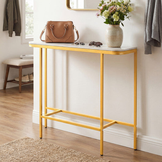 Console Table 44-Inch Entryway Table with Faux Marble Tabletop and Heavy-Duty Metal Frame-Gray LuxuryLifeWay Online Store