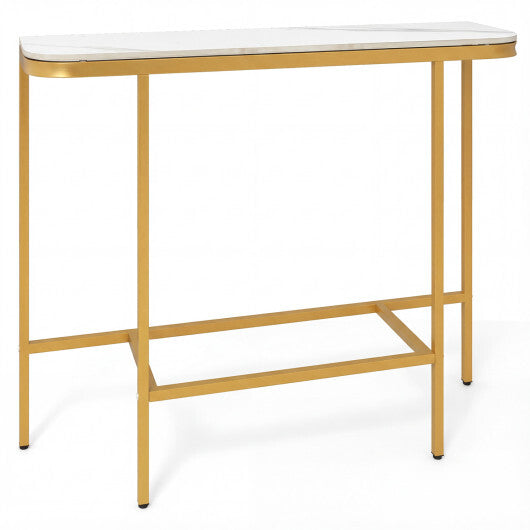 Console Table 44-Inch Entryway Table with Faux Marble Tabletop and Heavy-Duty Metal Frame-Gray LuxuryLifeWay Online Store