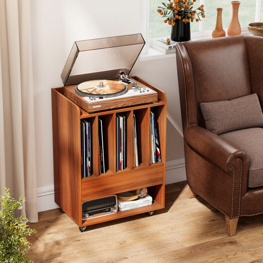 Record Player Stand Turntable Stand with Drawer and Record Holder-White LuxuryLifeWay Online Store